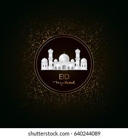 Golden Eid Mubarak Vector Illustration can be use as greeting card, background and flyer elements