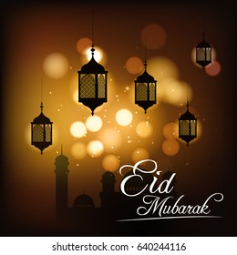 Golden Eid Mubarak Vector Illustration can be use as greeting card, background and flyer elements