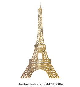 Golden Eiffel Tower, Paris. France Vector illustration