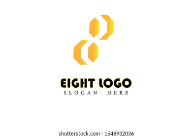 golden eight vector logo with a white background.