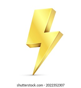 Golden Electric 3D Symbol einzeln auf weißem Hintergrund. Vektorgrafik. EPS10.