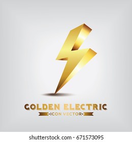 Golden Electric Icon Vector