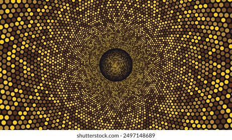 Patrón de semitono de elegancia dorada con lujosos puntos metálicos. Perfecto para el fondo de Vector de Diseños sofisticados.