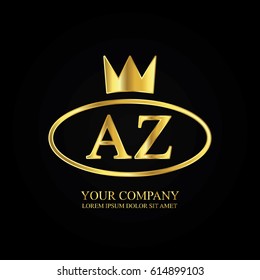 golden elegant az initial letter with crown typography design logotype for brand and company identity. gradient gold color
