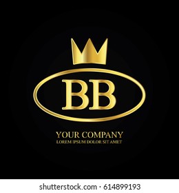 golden elegant bb initial letter with crown typography design logotype for brand and company identity. gradient gold color