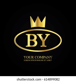 golden elegant by initial letter with crown typography design logotype for brand and company identity. gradient gold color