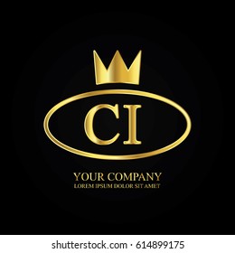 golden elegant ci initial letter with crown typography design logotype for brand and company identity. gradient gold color