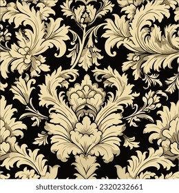 Golden elegant damask seamless pattern