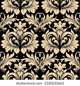 Golden elegant damask seamless pattern