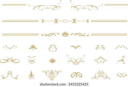 Golden elegant decorative frame material parts set