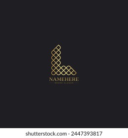 Golden elegant flat L logo line art design