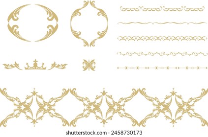 
Golden elegant frame border material set