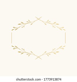 Golden elegant frame for wedding design. Vector isolated illustration.
