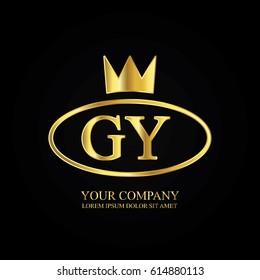 golden elegant gy initial letter with crown typography design logotype for brand and company identity. gradient gold color