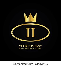 golden elegant ii initial letter with crown typography design logotype for brand and company identity. gradient gold color