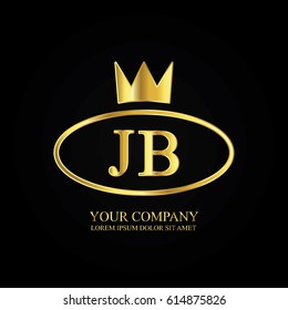 golden elegant jb initial letter with crown typography design logotype for brand and company identity. gradient gold color