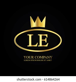 golden elegant le initial letter with crown typography design logotype for brand and company identity. gradient gold color