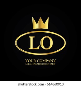 golden elegant lo initial letter with crown typography design logotype for brand and company identity. gradient gold color