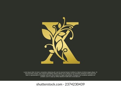 golden elegant logo design with letter x initial concept