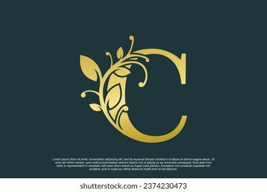 golden elegant logo design with letter c initial concept