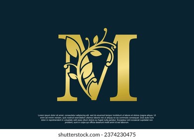 golden elegant logo design with letter m initial concept
