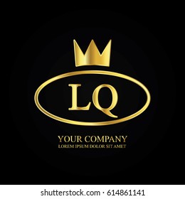 golden elegant lq initial letter with crown typography design logotype for brand and company identity. gradient gold color