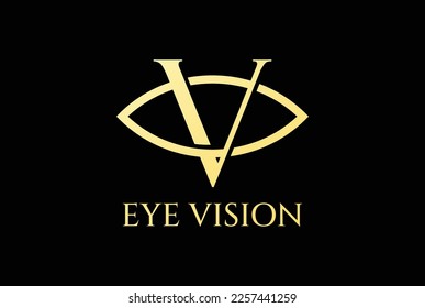 Golden Elegant Luxury Initial Letter V for Vision Icon Illustration Logo Design