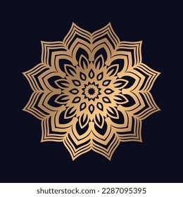 Golden Eleganter Luxus Rund Farbverlauf Mandala einzeln Hintergrund. Abstrakte Vektor Mandala mit floralen Mustern Yoga Vorlage.
