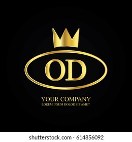 golden elegant od initial letter with crown typography design logotype for brand and company identity. gradient gold color