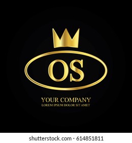 golden elegant os initial letter with crown typography design logotype for brand and company identity. gradient gold color