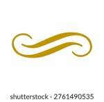 A golden elegant scroll flourish design with symmetrical curves on a clean white background, perfect for decorative accents or dividers.