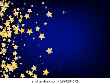 Golden Elegante Sterne Vektorblauer Hintergrund. Weihnachtsshine-Banner. Sternmuster. Golddekoration RegenIllustration.