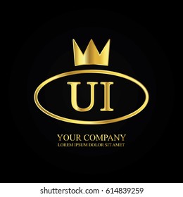 golden elegant ui initial letter with crown typography design logotype for brand and company identity. gradient gold color