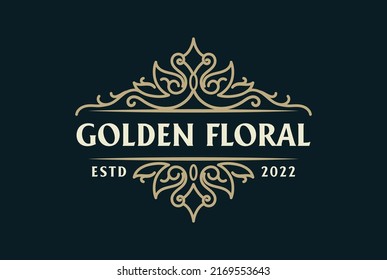 Golden Elegant Vintage Badge Label Logo design inspiration