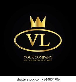 golden elegant vl initial letter with crown typography design logotype for brand and company identity. gradient gold color