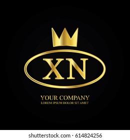 golden elegant xn initial letter with crown typography design logotype for brand and company identity. gradient gold color