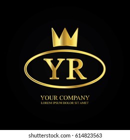 golden elegant yr initial letter with crown typography design logotype for brand and company identity. gradient gold color