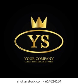 golden elegant ys initial letter with crown typography design logotype for brand and company identity. gradient gold color
