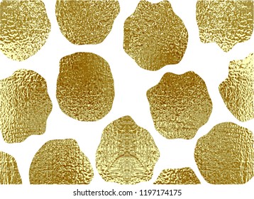 Golden element.  Gold glitter round background for the card, invitation. Copper Holiday Decorative element. Illustration of falling shiny particles on white background.