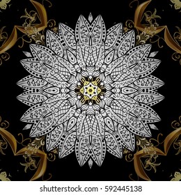 Golden element on black background. Luxury, royal and Victorian concept. Ornate vector decoration. Vintage baroque floral in gold over black.