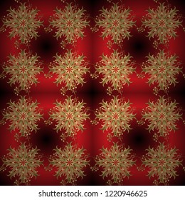 Golden element on a black, gray and brown colors. Golden floral seamless pattern. Damask background. Gold floral ornament in baroque style.