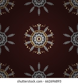 Golden element on brown background. Golden outline floral decor. Vector sketch for invitations, cards, certificate, web page