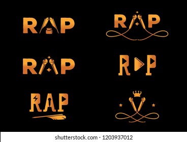 golden element rap word design vector illustration