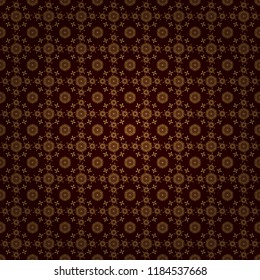 Golden elements isolated on brown background. Vintage baroque floral seamless pattern in gold over brown. Ornate vector decoration. Luxury, royal and Victorian concept.