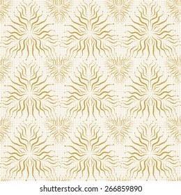 Golden elements on grid, white background, lace seamless pattern