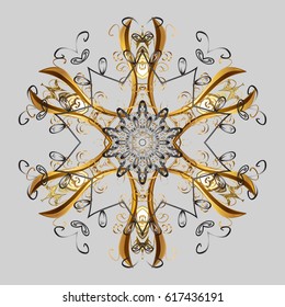 Golden elements. Vector for holiday Thanksgiving day, a simple hand-drawn winter design on gray background in colors.