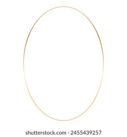 Marco de elipse dorado. Borde de brillo geométrico estético oval delgado del contorno del Vector para el diseño de las invitaciones