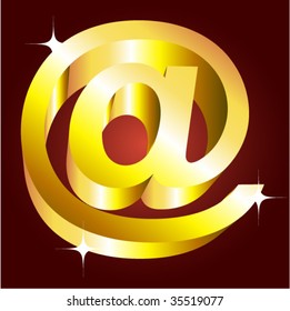 Golden e-mail sing. vector