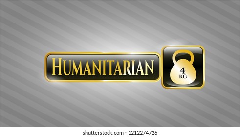  Golden emblem with 4kg kettlebell icon and Humanitarian text inside