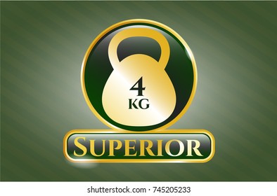  Golden emblem with 4kg kettlebell icon and Superior text inside